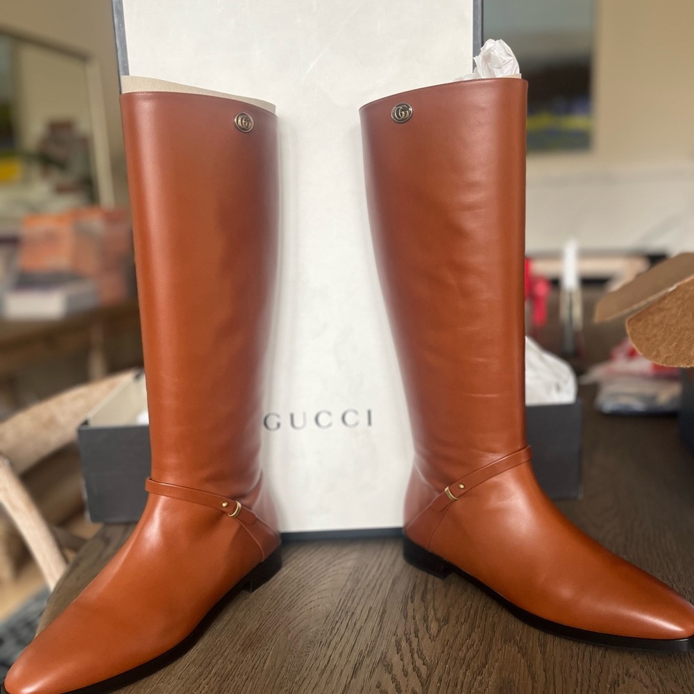 Gucci Brown Leather Riding Boots